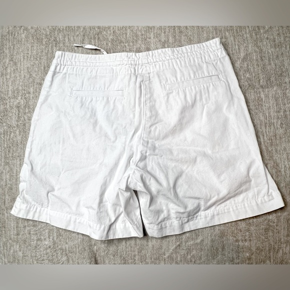 H&M bright white chino linen short Drawstring Waist 100% Cotton classic size 6 - Picture 2 of 9